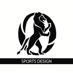 Letter O with Lion. Sporty Design. Creative Black Logo with Royal Character. Animal Silhouette. Stylish Template for Brand Name, Sports Club, Business Cards, Printing on Clothing. Vector Illustration