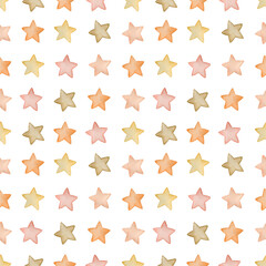 Watercolor seamless pattern, stars in boho style on a white background.