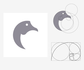 Vector goose in golden ratio style. Editable illustration