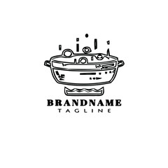 boiling water logo cartoon icon design black isolated vector illustration