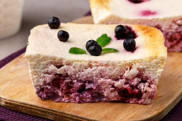 Cottage cheese casserole, cheesecake slice