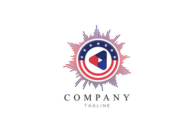 United States logo design vector template white background. Made in USA flag round icon. USA logo. American flag creative design logo.