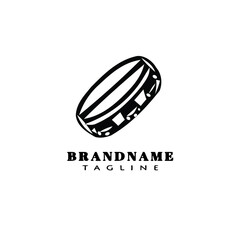 African music instrument tambourine cartoon logo icon cute template vector illustration