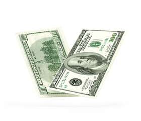 Two hundred dollar bills isolated on white background. 3D illustration 