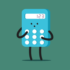 Funny calculator vector cartoon character isolated on background.