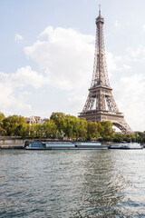 Fototapeta premium View of the Eiffel Tower from the river Seine. Paris, France.