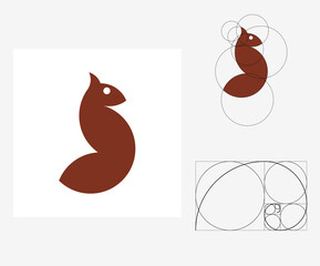 Vector squirrel in golden ratio style. Editable illustration