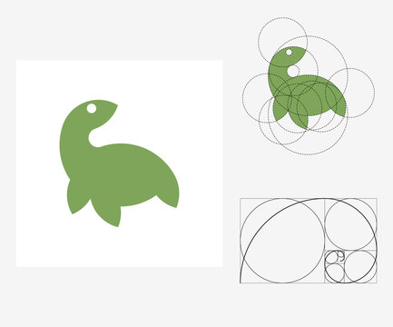 Vector turtle in golden ratio style. Editable illustration