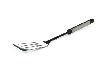 Metal kitchen spatula isolated on white background