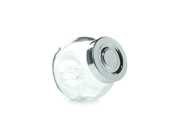 Empty kitchen jar isolated on white background