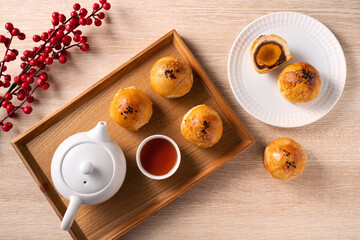 Moon cake yolk pastry for Mid-Autumn Festival holiday.