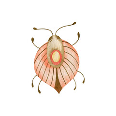 Obraz premium Watercolor illustration of a beetle in boho style isolated on white background, insect.