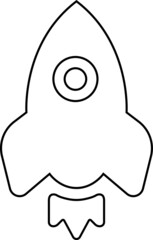 Flat rocket ship with fire. Black and white. Project start up sign
