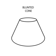 black linear blunted cone for game, icon, package design, logo, mobile, ui, web, education. Blunted cone on a white background. Geometric figures for your design. Outline.