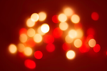 Red glitter vintage lights background. red bokeh background.