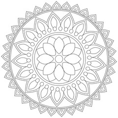 Leaf Flower Petal Coloring Mandala Art Simple Graphic Shape Vector Floral Oriental Outline Vintage Decorative Elements Pattern Illustration Islam Arabic Indian Turkish Mystic Religion Morals Lotus