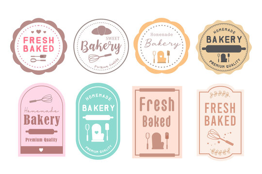 Set of vintage retro bakery logo badges and labels. Collection of premium quality bakery. fresh baked, Home made bakery. frame element for print and online media. flat design vector.