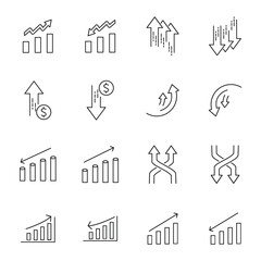 Increase and Decrease icons set. Increase and Decrease pack symbol vector elements for infographic web