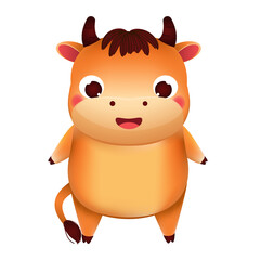 Cartoon bull. Cute happy cow character. Vector clip art