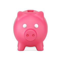 Piggy bank front view 3d icon. Minimalistic safe for cash and savings