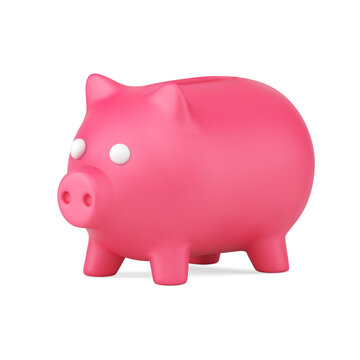Pink piggy bank 3d icon. Creative safe for cash and savings