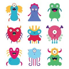 Fotobehang Cute cartoon monsters vector characters set isolated on a white background. © Roi_and_Roi
