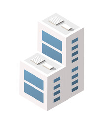 Vector isometric urban architecture single building of the modern