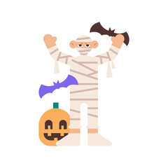 Mummy Halloween Costume Hands Up Gesture Illustration