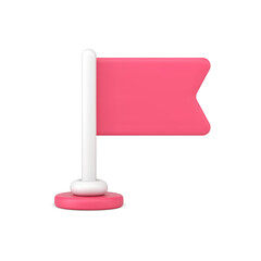 Pink flag 3d icon. Emblem of victory and national pride