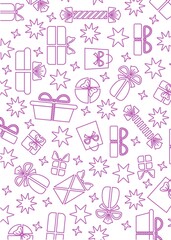Template from holiday boxes and stars. Outline image.