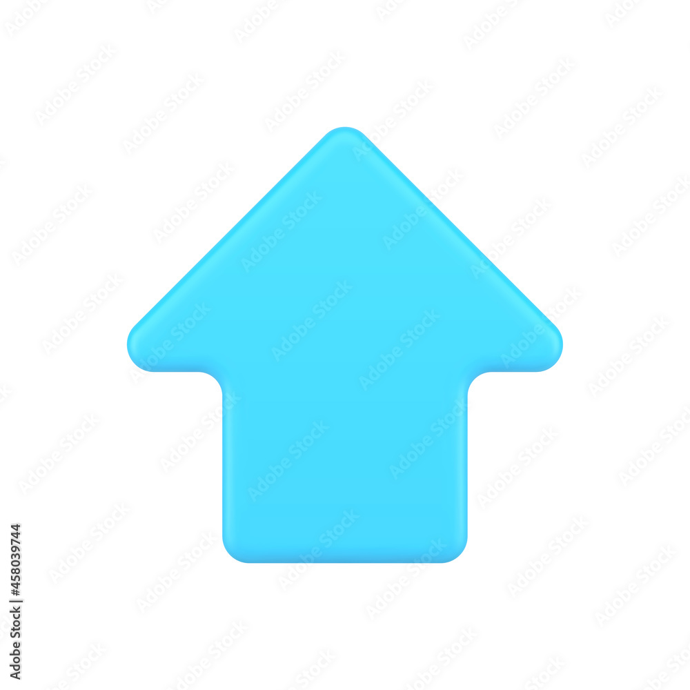Poster minimalistic arrow indicator 3d icon. blue cursor for website