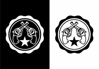 Two guns line art illustration