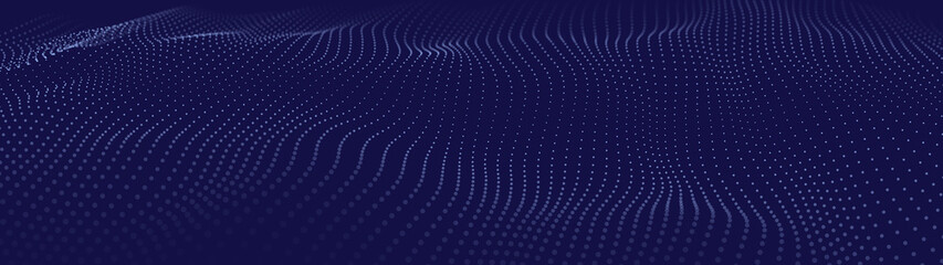 Abstract digital wave of particles. Network connection structure. Futuristic point wave. Large amount of data. Abstract background. Vector