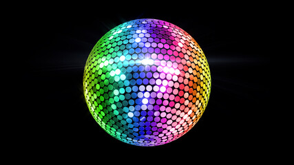 Mirror Ball Disco Lights Club Dance Party Glitter 3D illustration.