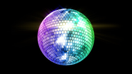 Mirror Ball Disco Lights Club Dance Party Glitter 3D illustration.