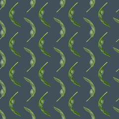 Seamless pattern banana leaf on gray background. Simple ornament summer tropical leaf.