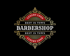 Vintage luxury ornamental logo with floral ornament. Suitable for whiskey, alcohol, beer, brewery, wine, barber shop, tattoo studio, salon, boutique, hotel, shop signage restaurant hotel 