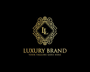Vintage luxury ornamental logo with floral ornament. Suitable for whiskey, alcohol, beer, brewery, wine, barber shop, tattoo studio, salon, boutique, hotel, shop signage restaurant hotel 