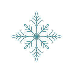 Blue snowflake. Icon logo design. Ice crystal winter symbol. Template for winter design. 