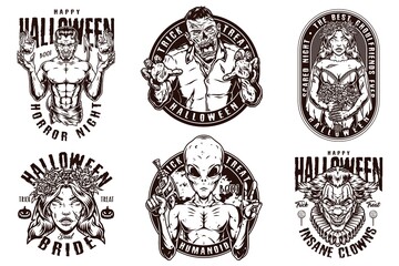 Halloween party vintage emblems