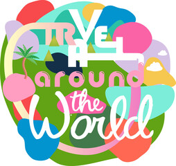 travel around the world cute vector design banner