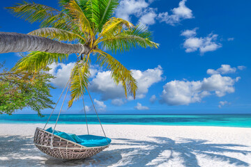 Idyllic tropical beach landscape for background or wallpaper. Design of tourism for summer vacation...