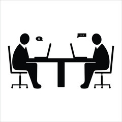 Co-working Symbol Worker People With Laptops, Coworking Symbol, Worker People With Laptops, Remote Work, Coworking and Workplace or Workspace