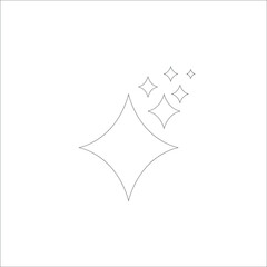 Vector Shine Black Icon on White Background, Comics Style Glowing Symbol, Design Element Template, Black Outline Shining Illustration.