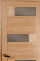 Closeup photo of apartment brown wooden interior door