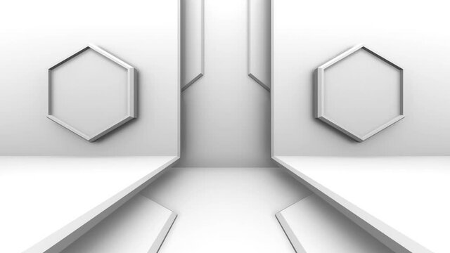 Abstract architecture design. Interior concept. Minimal modern background with moving elements. Footage video