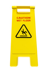 Wet floor and cleaning in progress isolated on white background.clipping path.