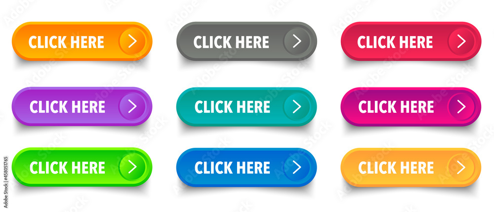Poster click here button. click here set square 3d push button