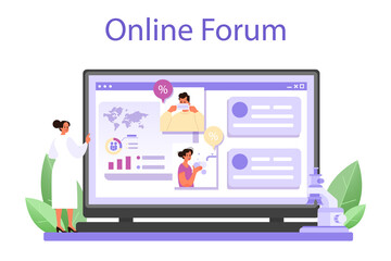 Virologist online service or platform. Scientist studies virus