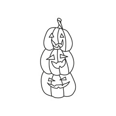 doodle outline element for Halloween.  jack o lantern, pumpkin candle. isolated vector illustration on white background